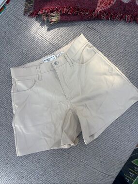 High rise vegan leather dad shorts